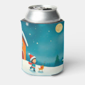 Winterlandschaft mit Kind, Rentier, Weihnachtsbaum Dosenkühler (Kanne Rückseite)