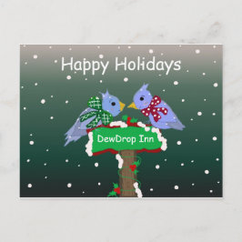 Winterlandschaft mit kleinen Birdies Feiertagspostkarte