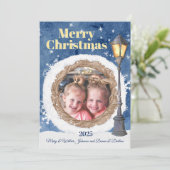 Winterlandschaft mit Lamppost Feiertagskarte (Stehend Vorderseite)