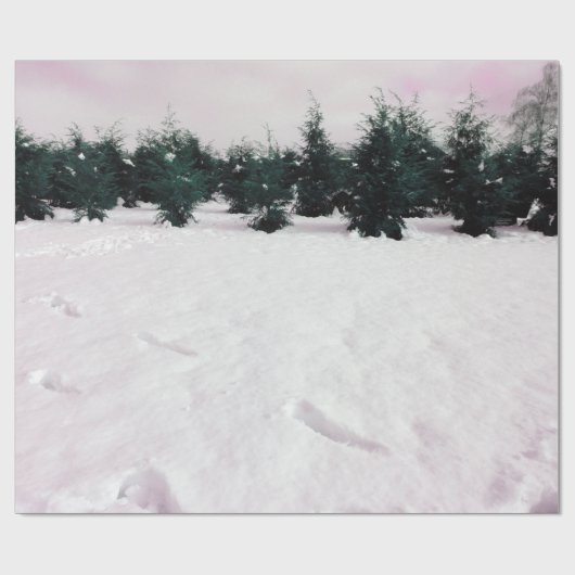 Winterlandschaft mit Lärchen im Schnee Geschenkpapier (Flach)