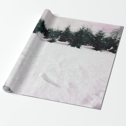 Winterlandschaft mit Lärchen im Schnee Geschenkpapier (Ungerollt)