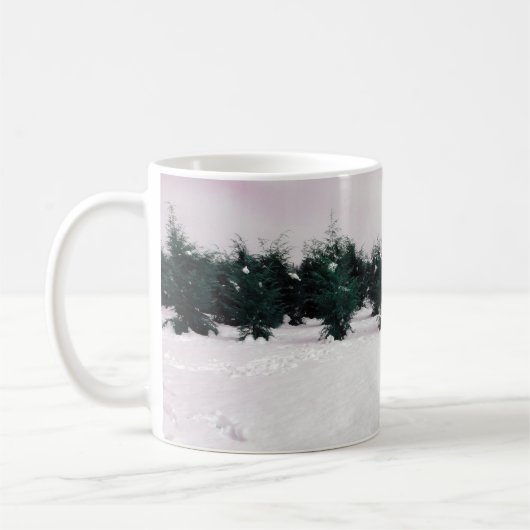 Winterlandschaft mit Lärchen im Schnee Kaffeetasse (Links)