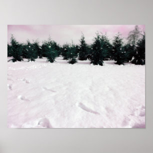 Winterlandschaft mit Lärchen im Schnee Poster