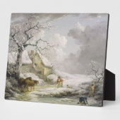 Winterlandschaft mit Männern Snowballspielen und A Fotoplatte (Seite)