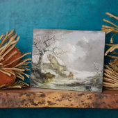 Winterlandschaft mit Männern Snowballspielen und A Fotoplatte (Seite)