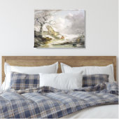 Winterlandschaft mit Männern Snowballspielen und A Leinwanddruck (Insitu (Schlafzimmer))