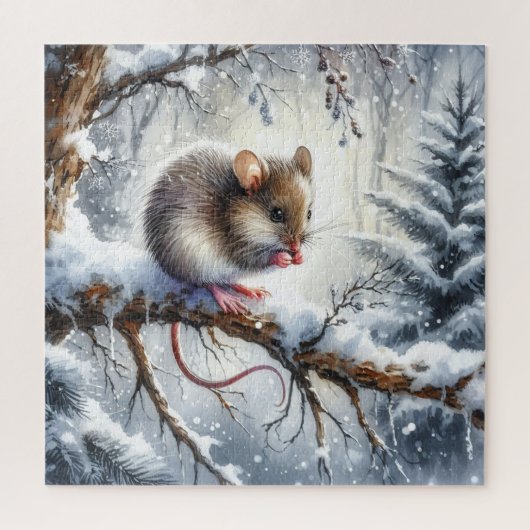 Winterlandschaft mit Maus Puzzle (Vertikal)
