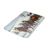 Winterlandschaft mit Pferden und Hütten Badematte (Schrägansicht)