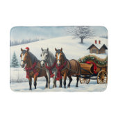 Winterlandschaft mit Pferden und Hütten Badematte (Vorderseite)