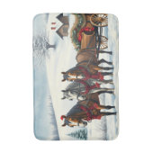 Winterlandschaft mit Pferden und Hütten Badematte (Vorderseite Vertikal)