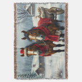 Winterlandschaft mit Pferden und Hütten Decke (Vorderseite Vertikal)