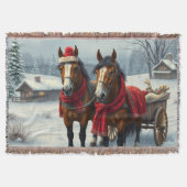 Winterlandschaft mit Pferden und Hütten Decke (Vorderseite)