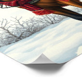 Winterlandschaft mit Pferden und Hütten Poster (Ecke)