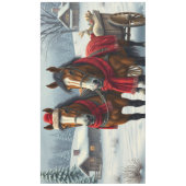 Winterlandschaft mit Pferden und Hütten Tischdecke (Vorderseite)