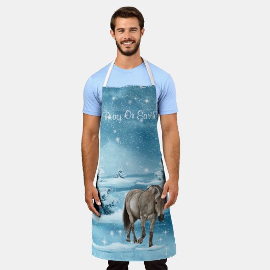 Winterlandschaft mit Pferdeschnee und Bäumen Urlau Schürze (Getragen)