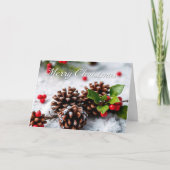 Winterlandschaft mit Pine Cones Frohe Weihnachten Karte (Vorderseite)