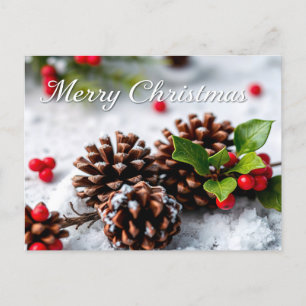 Winterlandschaft mit Pine Cones Frohe Weihnachten Postkarte