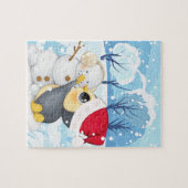 Winterlandschaft mit Pinguin und Snowman Kid's Puz Puzzle (Horizontal)
