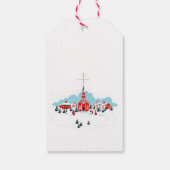 Winterlandschaft mit Roter Kirche und Weihnachtsst Geschenkanhänger (Rückseite)