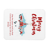 Winterlandschaft mit Roter Kirche und Weihnachtsst Magnet (Horizontal)