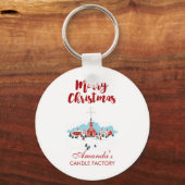 Winterlandschaft mit Roter Kirche und Weihnachtsst Schlüsselanhänger (Vorderseite)