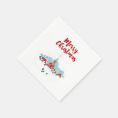 Winterlandschaft mit Roter Kirche und Weihnachtsst Serviette (Ecke)