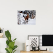 Winterlandschaft mit Rotwild Wert Poster Papier (Heimbüro)