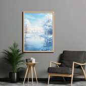 Winterlandschaft mit ruhig gefrorenem See Poster