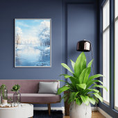 Winterlandschaft mit ruhig gefrorenem See Poster