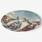 Winterlandschaft mit Schafen und Kabinen Pappteller (Schrägansicht)