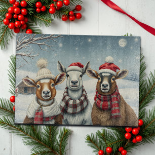 Winterlandschaft mit Schafen und Kabinen Schneidebrett