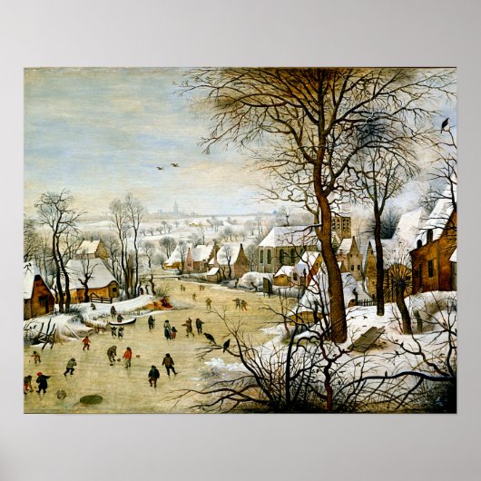 Winterlandschaft mit Schlittschuhläufern Poster (Vorne)