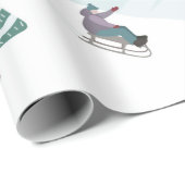 Winterlandschaft mit Schnee, Bäumen und Kindern au Geschenkpapier (Rolleneckpunkt)