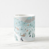 Winterlandschaft mit Schnee, Bäumen und Kindern au Kaffeetasse (Mittel)