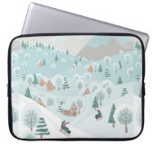 Winterlandschaft mit Schnee, Bäumen und Kindern au Laptopschutzhülle (Vorderseite)