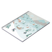 Winterlandschaft mit Schnee, Bäumen und Kindern au Notizblock (Linke Seite)