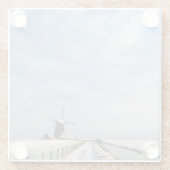 Winterlandschaft mit Schnee und Windmühle in Holla Glasuntersetzer (Rückseite)