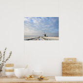 Winterlandschaft mit Schnee und Windmühle in Holla Poster (Küche)