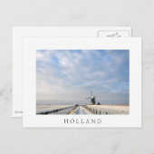 Winterlandschaft mit Schnee und Windmühle in Holla Postkarte (Vorne/Hinten)