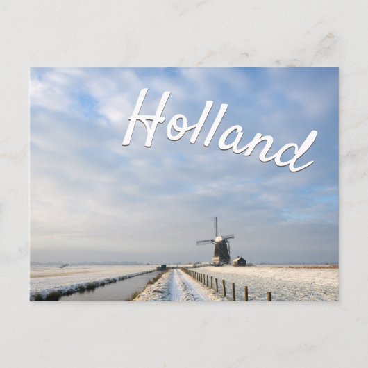 Winterlandschaft mit Schnee und Windmühle in Holla Postkarte (Vorderseite)