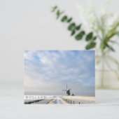 Winterlandschaft mit Schnee und Windmühle in Holla Postkarte (Stehend Vorderseite)