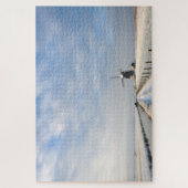 Winterlandschaft mit Schnee und Windmühle in Holla Puzzle (Vertikal)