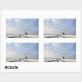 Winterlandschaft mit Schnee und Windmühle in Holla Rechteckiger Aufkleber (Blatt)