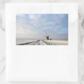 Winterlandschaft mit Schnee und Windmühle in Holla Rechteckiger Aufkleber (Tasche)