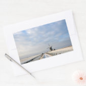 Winterlandschaft mit Schnee und Windmühle in Holla Rechteckiger Aufkleber (Umschlag)