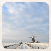 Winterlandschaft mit Schnee und Windmühle in Holla Rechteckiger Pappuntersetzer (Vorderseite)