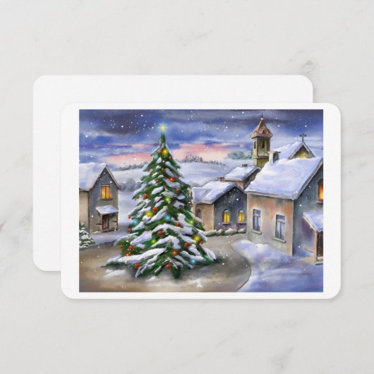 Winterlandschaft mit schneebedecktem Dorf (Vorne/Hinten)