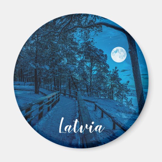 Winterlandschaft mit schneebedecktem Pinienwald Magnet (Vorne)