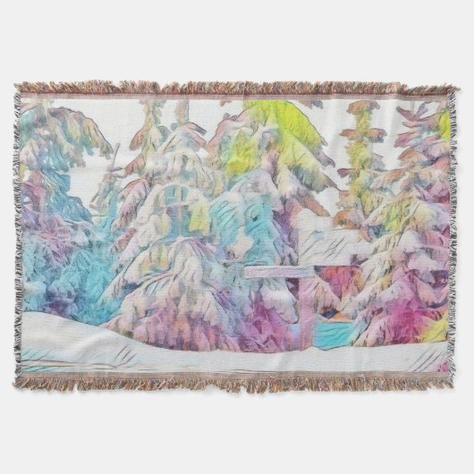 Winterlandschaft mit schneebedeckten Bäumen Aquare Decke (Vorderseite)