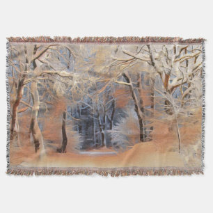 Winterlandschaft mit schneebedeckten Bäumen Aquare Decke